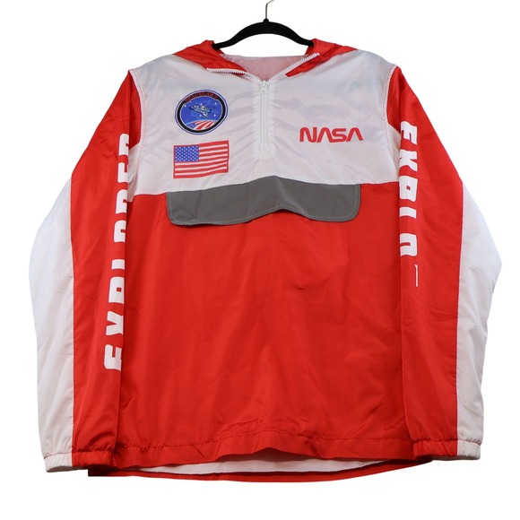 Hyper Space Other - Hyper Space Mens S Windbreaker Red White NASA Explorer Space Lab 3 Patch Hooded